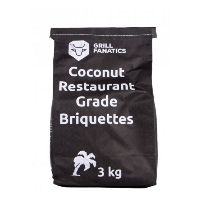 Grill Fanatics Coconut Restaurant Grade Briketten Pillow Shape 3 kg