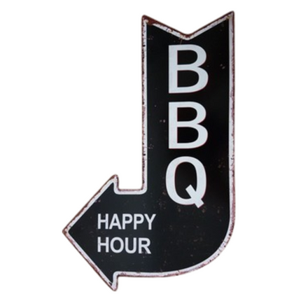 BBQ Wandbord Happy Hour Pijl 40x25cm