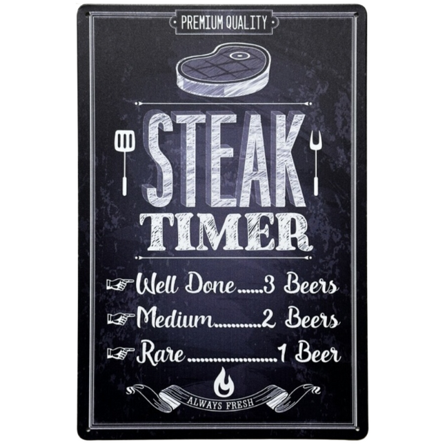 BBQ Wandbord Steak Timer BBQ Barbecue 30x20cm