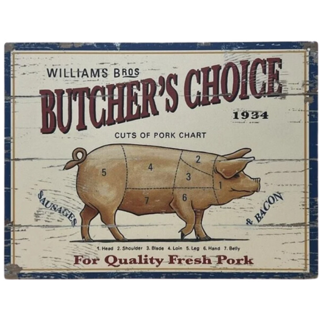 Wandbord Butchers Choice "Varken" 33x25cm