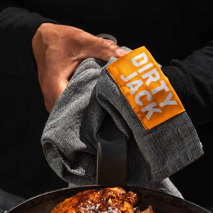 Dirty Jack Cooking Towel Charcoal Orange Label