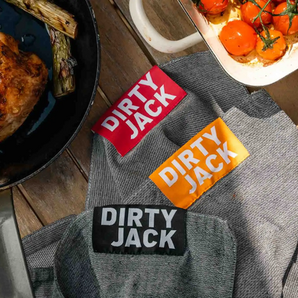 Dirty Jack Cooking Towel Charcoal Orange Label