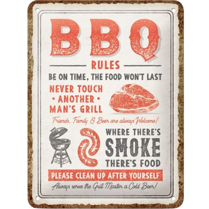 BBQ Wandbord BBQ Rules 20x15cm