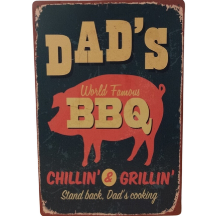 BBQ Wandbord Dad's BBQ Chillin en Grillin 30x20cm