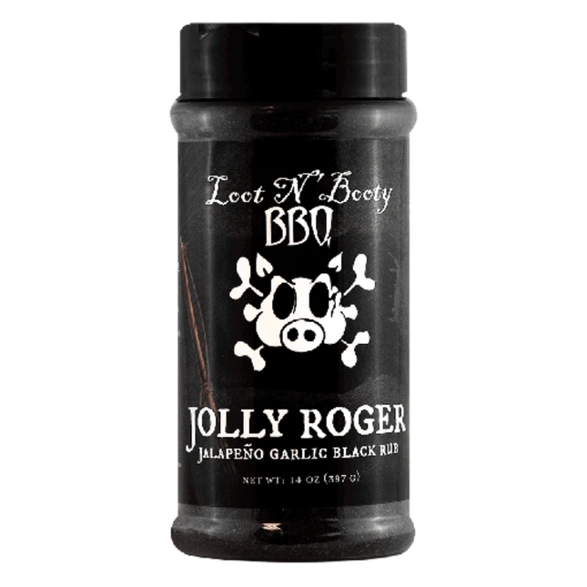 Loot n Booty BBQ Jolly Roger Jalapeño Garlic Black Rub 14 oz