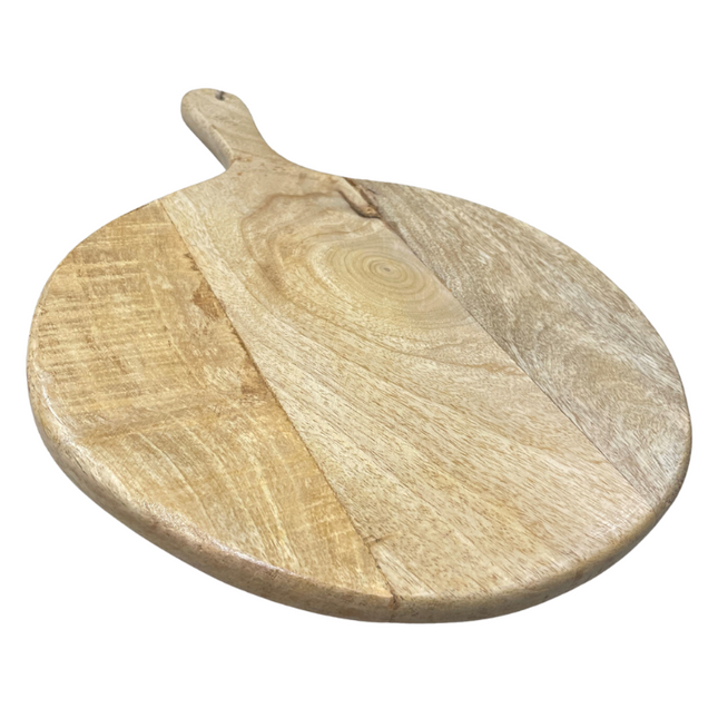 Snijplank Mangohout Rond Met Handvat 40 x 30 x 2 cm