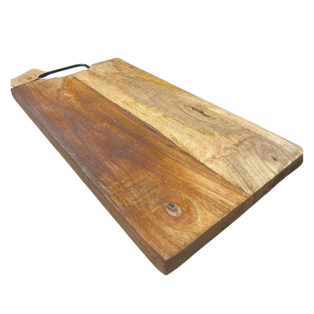 Snijplank Mangohout Rechthoekig Met Metalen Handvat 38,5 x 19,5 x 2,5 cm