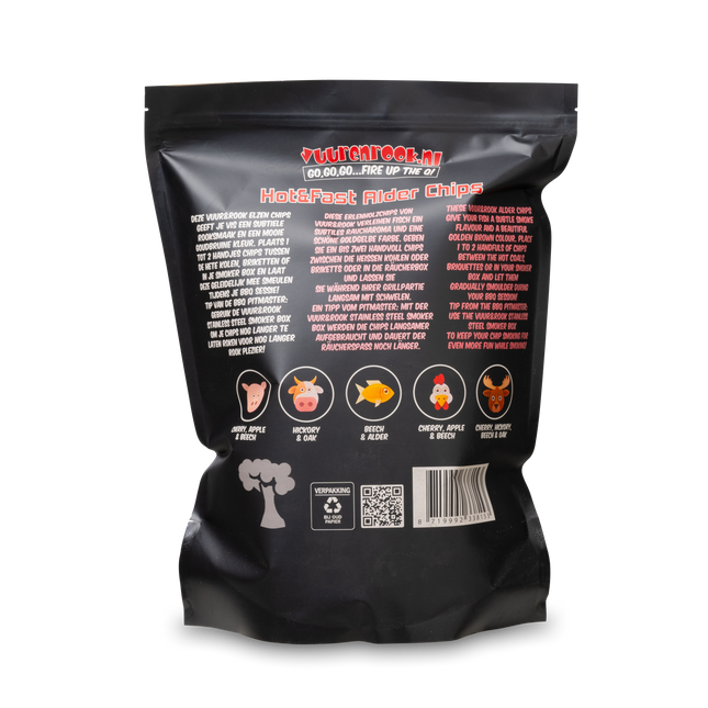 Vuur&amp;Rook Hot&amp;Fast Alder Chips 1.5 kg