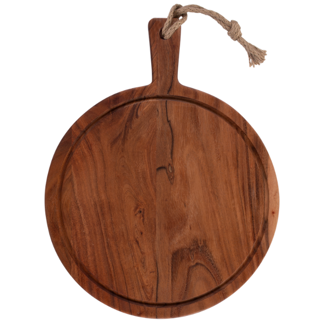 Bowls and Dishes Pure Acacia Wood Serveerplank Rond Met Sapgoot Ø 35 cm