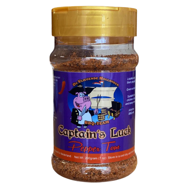 Captain's Luck Captain's Luck Pepper Tom BBQ Rub 200 gram
