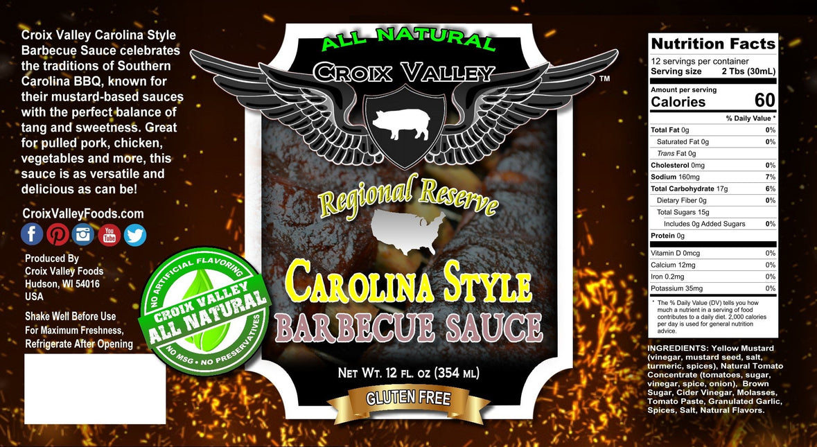 Croix Valley Croix Valley Carolina Style Barbecue Saus 12 oz
