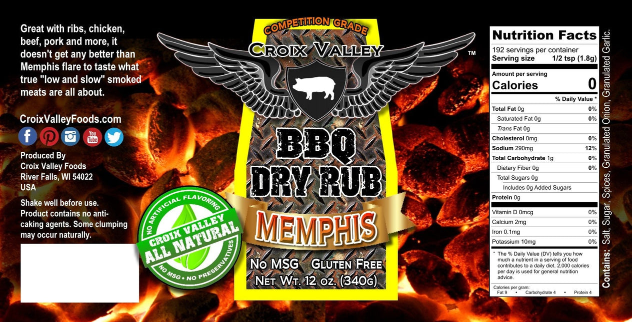 Croix Valley Croix Valley Memphis BBQ Dry Rub 12 oz