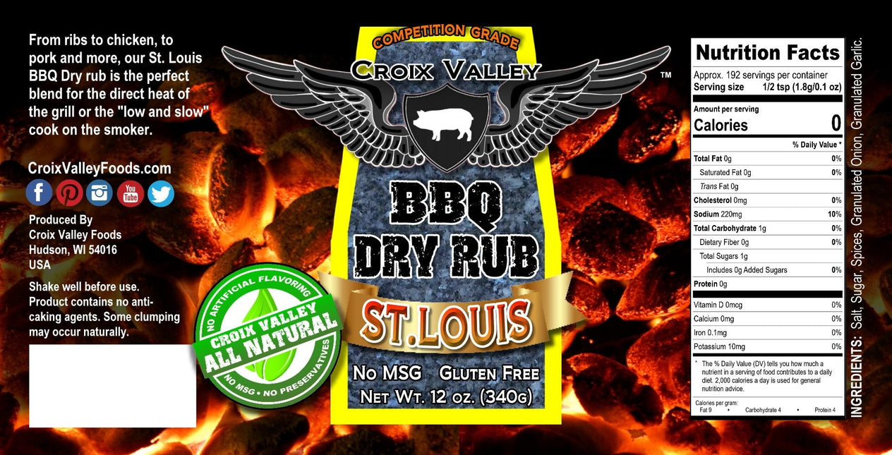 Croix Valley Last Chane: Croix Valley St. Louis BBQ Dry Rub 12 oz