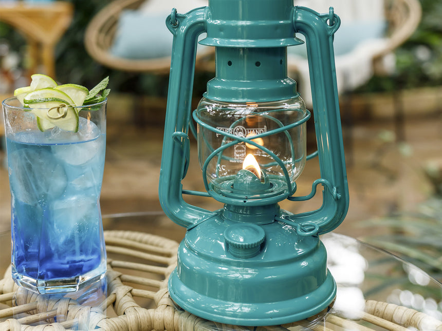 Original Feuerhand Storm Lantern Teal Blue