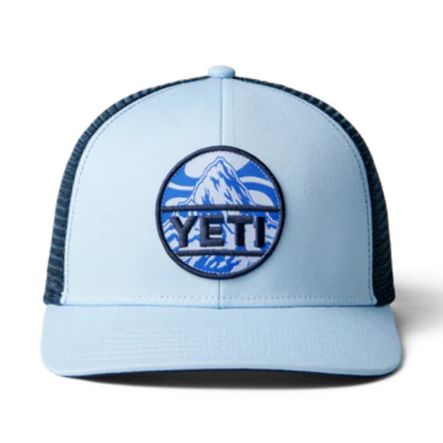 Yeti Trucker Cap With Mountain Badge Light Blue