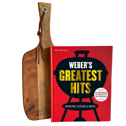 Vuur&Rook Acacia Serveerplank 42 cm + Weber's Greatest Hits