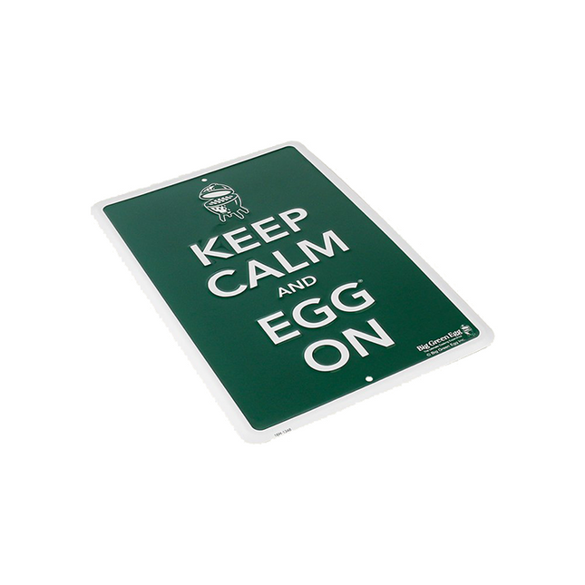 Big Green Egg Textschild Grün „Keep Calm and Egg On“.