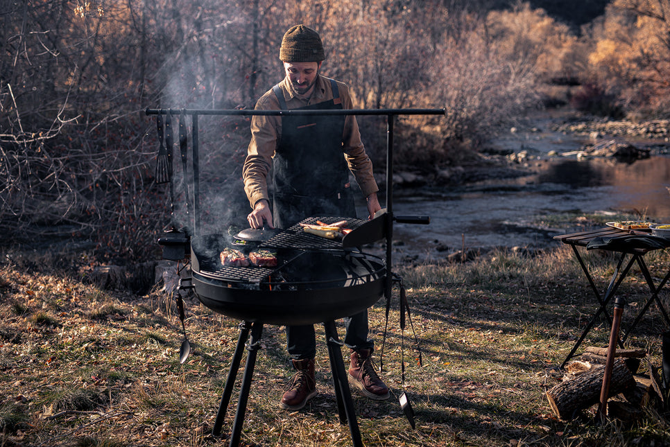 Barebones Cowboy Fire Pit Grill System