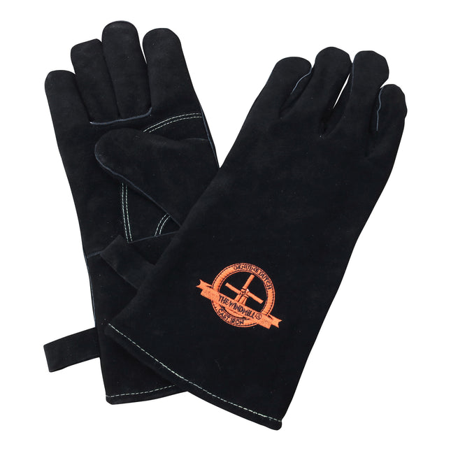 The Windmill set of 2 leather BBQ gloves