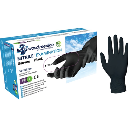 World Medico Nitrilhandschuhe Xtra Strong Schwarz 100 Stück Groß