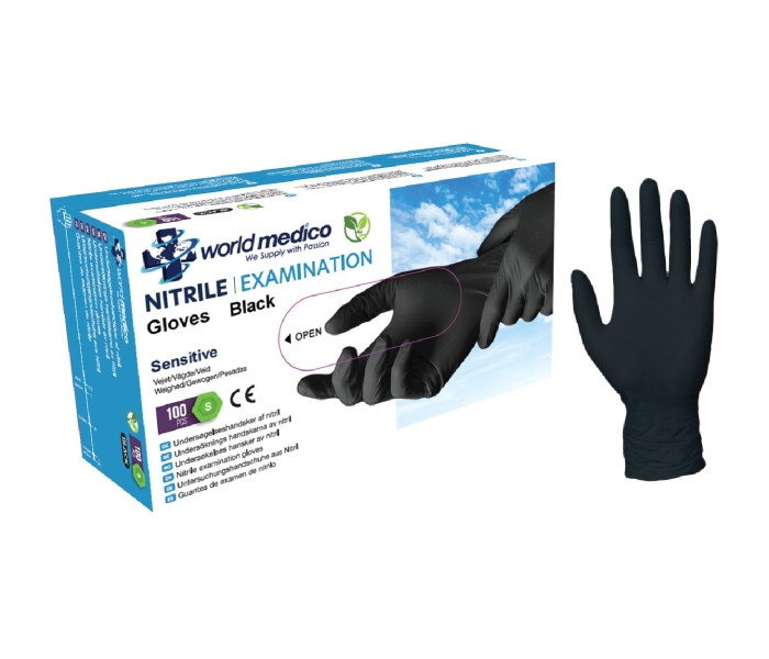 World Medico Nitrile Gloves Xtra Strong Black 100 pieces Large