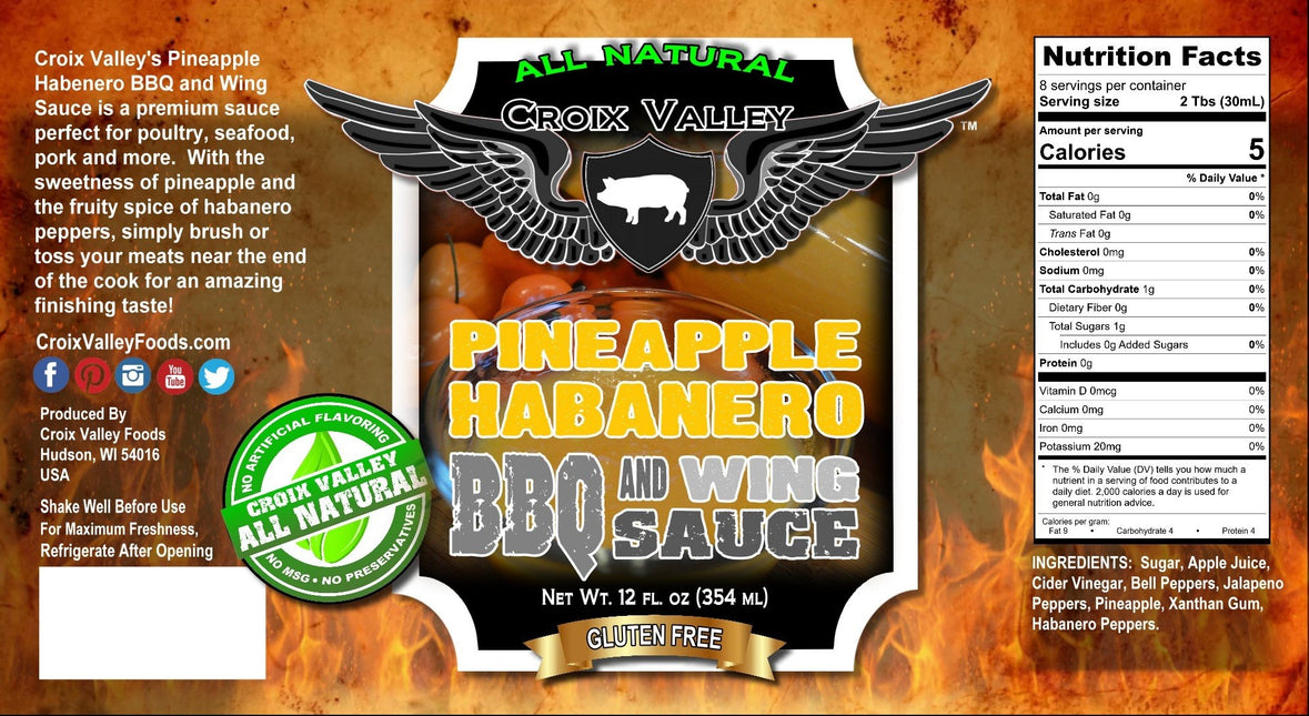 Croix Valley Pineapple Habanero BBQ &amp; Wing Sauce 12 oz 