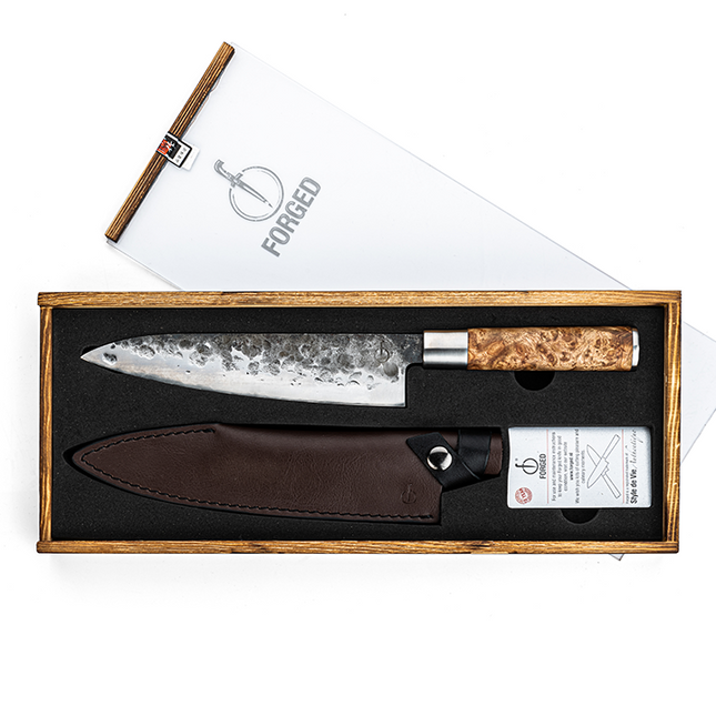 VG10 Forged Chef's Knife with Leather Protective Cover