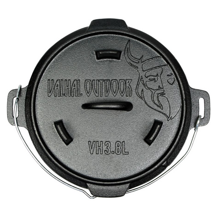 Valhal Outdoor Dutch Oven 3.8 liter met pootjes op de deksel