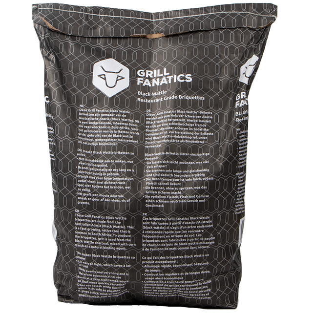 Grill Fanatics Black Wattle Restaurant Grade Briquettes Pillow Shape 10 kg