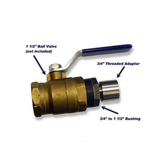 BBQ Guru 1-1/2'' Kogelkraan Adapter met 3/4 Fan Adapter