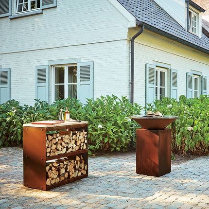 OFYR Corten-Sideboard mit Aufbewahrung aus Holz