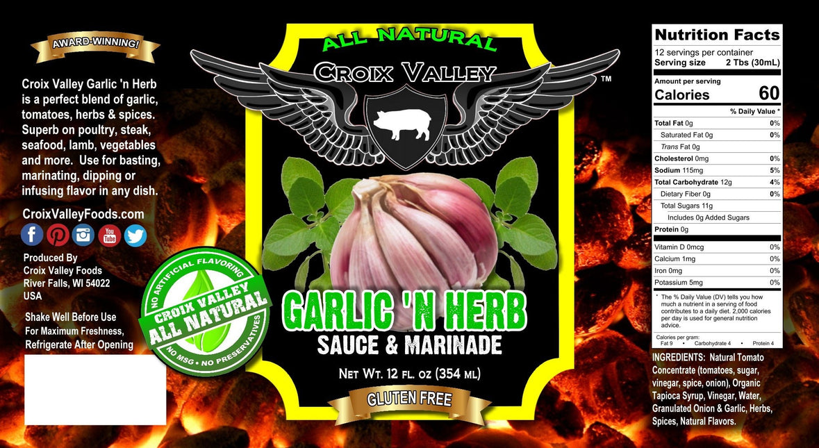 Croix Valley Garlic 'n Herb Sauce &amp; Marinade 12 oz