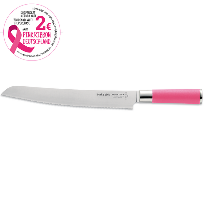 F-Dick Pink Spirit Brotmesser mit Wellenschliff, 26 cm