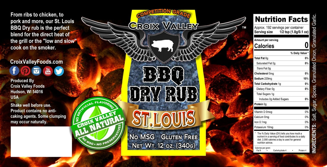 Croix Valley St. Louis BBQ Dry Rub 12 oz