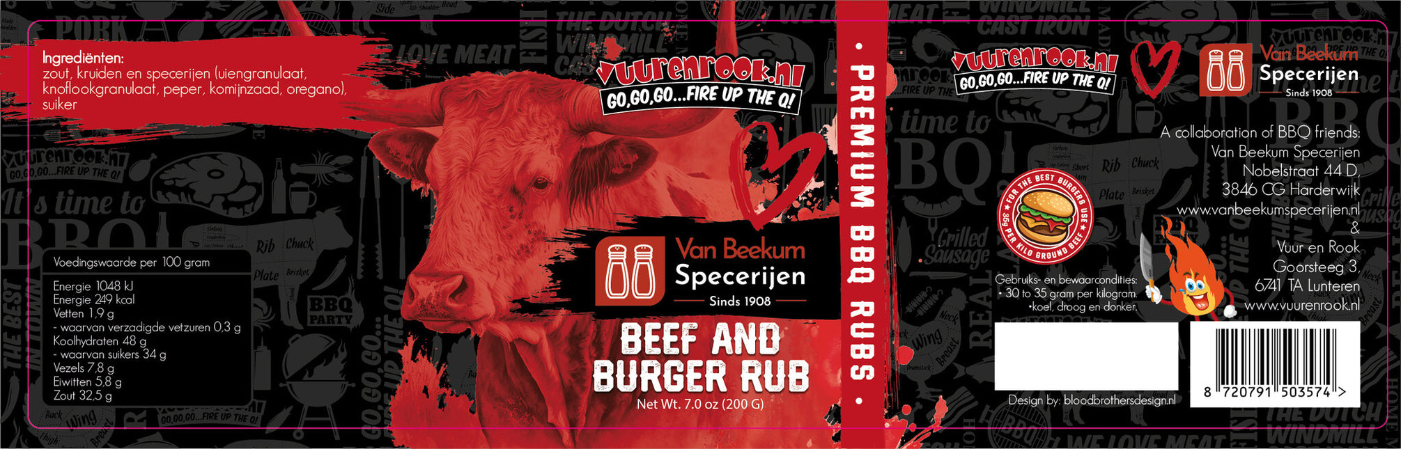 Vuur&amp;Rook Beef And Burger Rub 200 Gramm