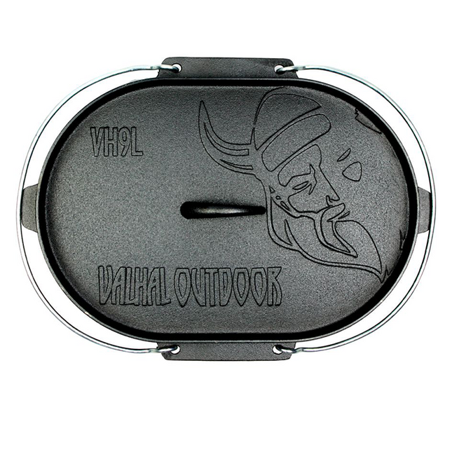 Valhal Outdoor Dutch Oven Ovaal 7.9 quarts  / 9 liter met Grillplaat zonder pootjes