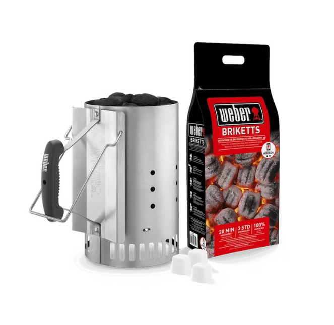 Weber Large Briquette Starter + FREE Weber Briquettes + Firelighters