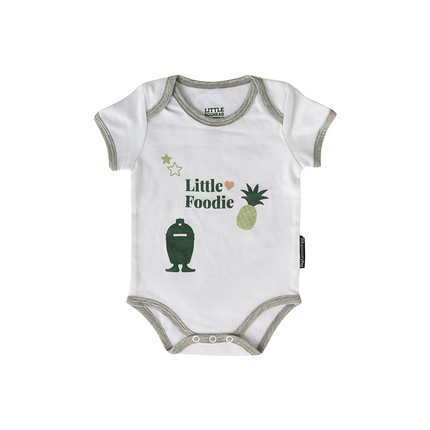 Großer grüner Baby-Body „Kleiner Feinschmecker“.