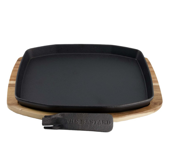 The Bastard Sizzling Plate &amp; Holder Cast Iron L/M