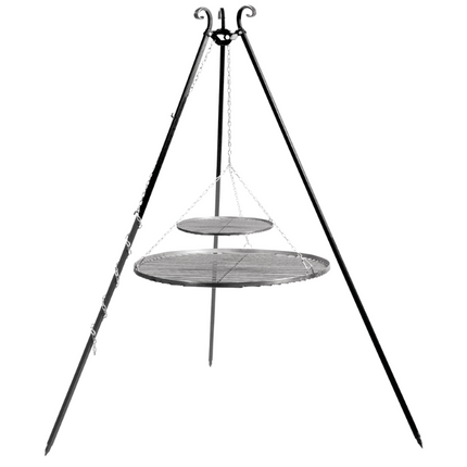 Kochstativ mit doppeltem schwarzem Stahlgitter, 180 cm