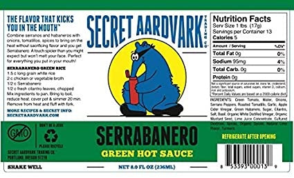 Secret Aardvark Serrabanero Green Hot Sauce 8 oz