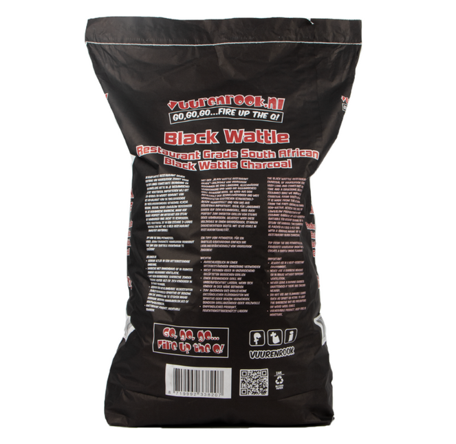 Vuur&Rook Restaurant Grade South African Black Wattle Charcoal 12 kg