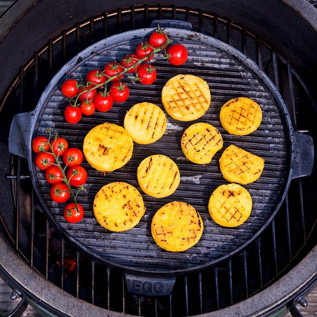 Vorgewürzte Plancha-Grillplatte aus Gusseisen von Big Green Egg (Groß/XLarge/XXLarge).