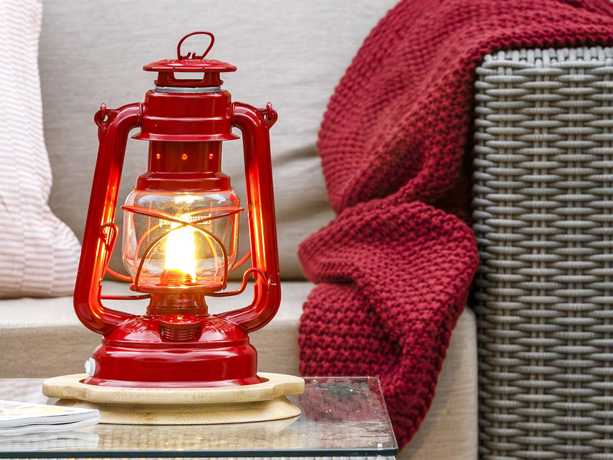 Original Feuerhand Storm Lantern Ruby Red LED