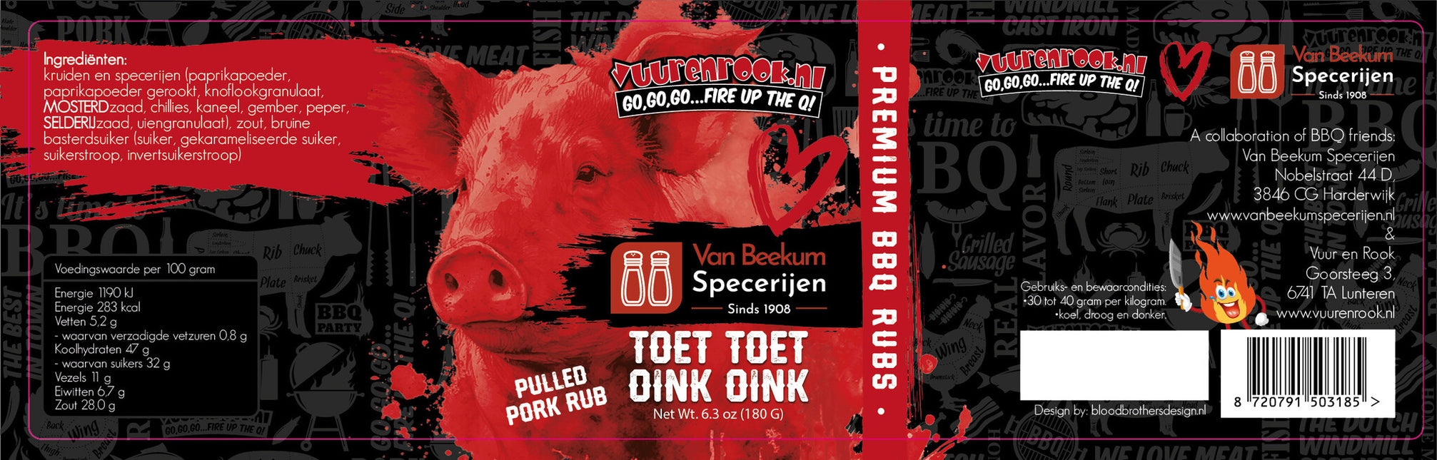 Vuur&Rook Toet Toet Oink Oink Rub 180 gram