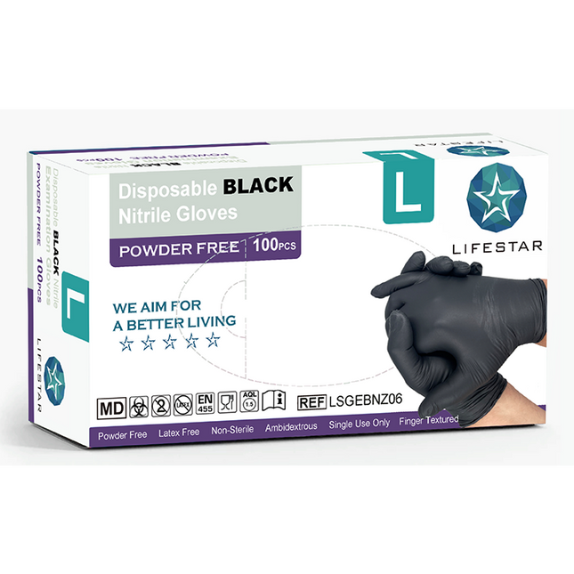 Lifestar Nitrile Gloves 1000 pieces Large Black