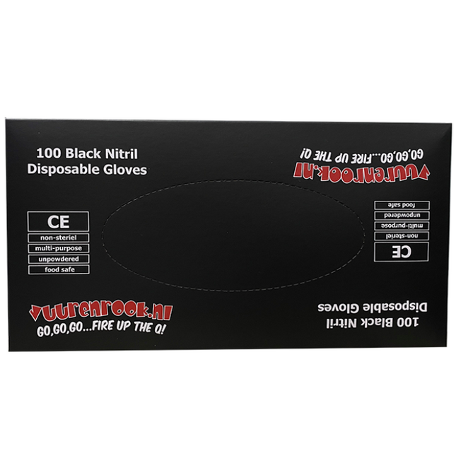 Vuur&amp;Rook Nitrile Gloves Xtra Strong Black 100 pieces Large