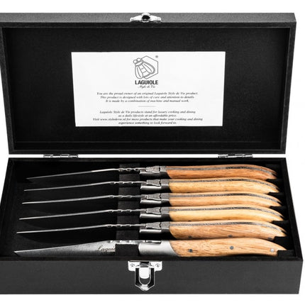 Luxury Line Steak Knives Oak Stonewash