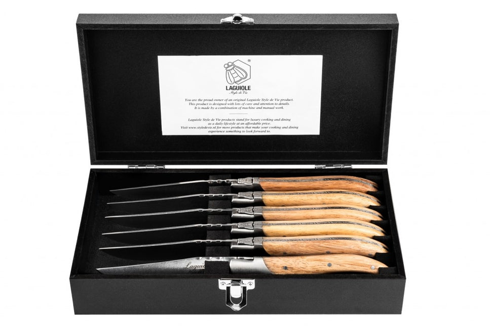 Luxury Line Steak Knives Oak Stonewash