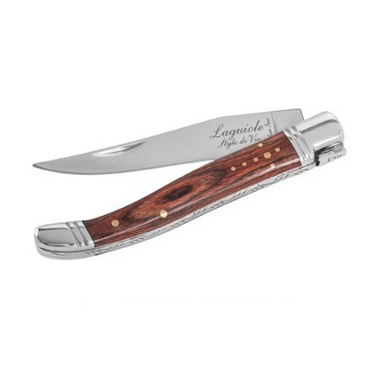 Laguiole Pocket Knife Rosewood + Sharpening Steel and Leather Case